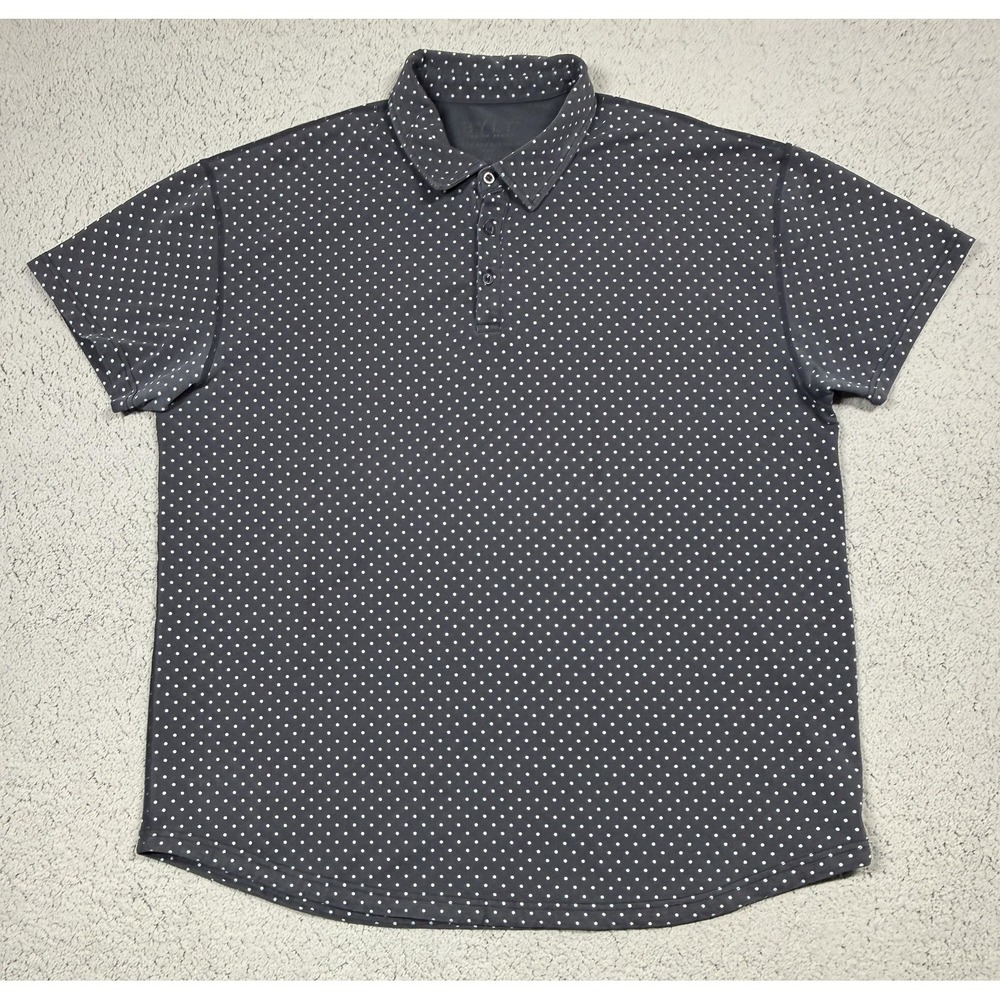 BYLT Polo Shirt Mens 3XL Gray Micro Dot Tagless Stretch Knit Athletic Casual